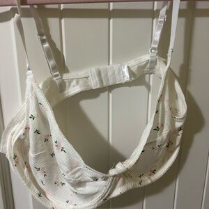 White and Pink Floral Bra with Underwire Support